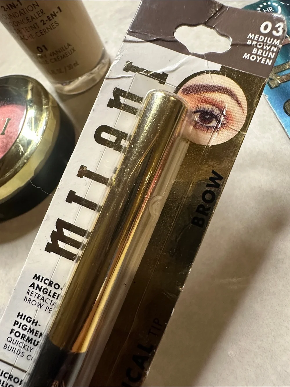 Milani Makeup Bundle with Red Cosmetic Bag and Pink Blush